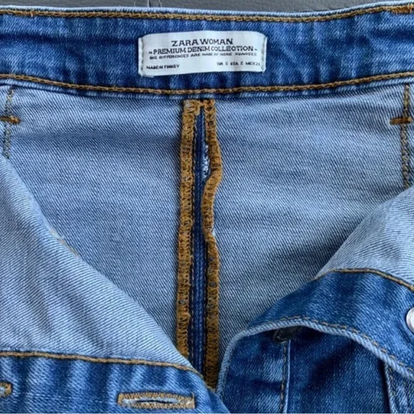💫Zara - stretch blue jeans denim mini skirt Size US Small - 26 - Picture 4 of 6